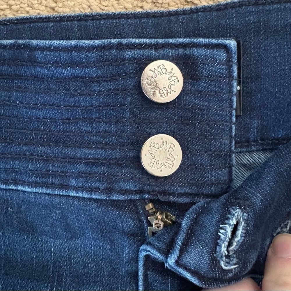 White House Black Market Dark Blue Flare Jeans Extra High-Rise Trouser Size 8 - Picture 4 of 13